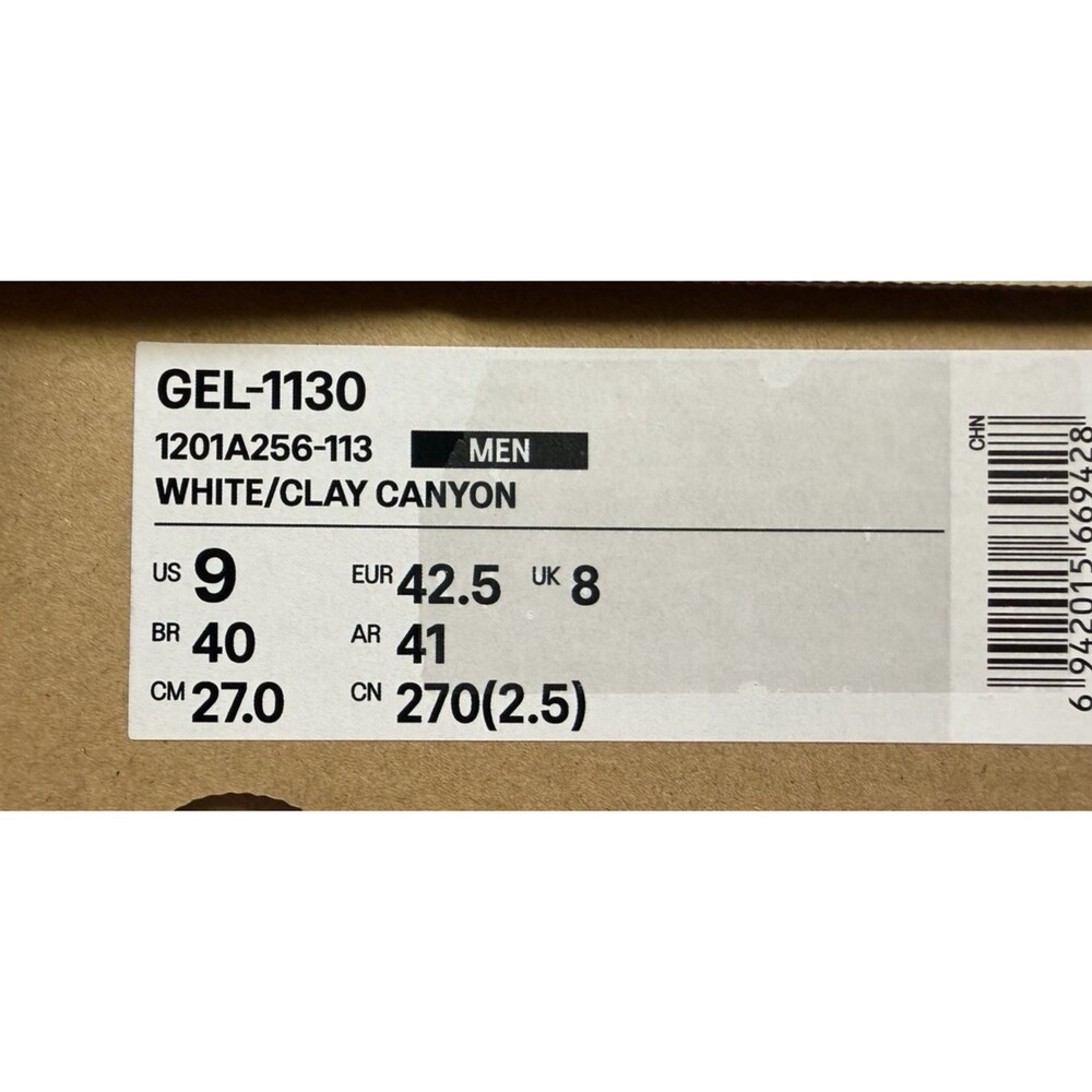 ASICS Gel-1130 White Clay Canyon Men’s Size 9 Sneakers New in Box - Picture 6 of 7